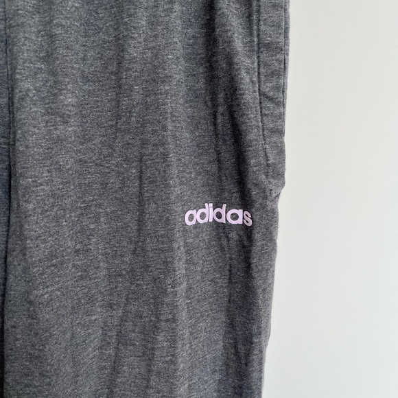 Adidas Gray Track Pants with White Stripes - Picture 3 of 6